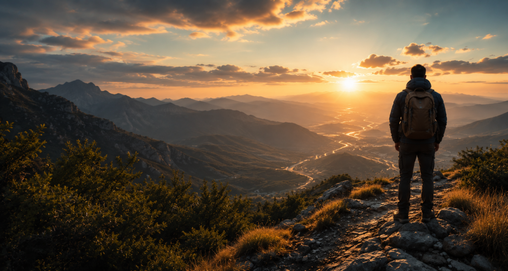 Man looking out over the valley